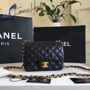 Chanel Lambskin Square Quilted Mini Flap Black